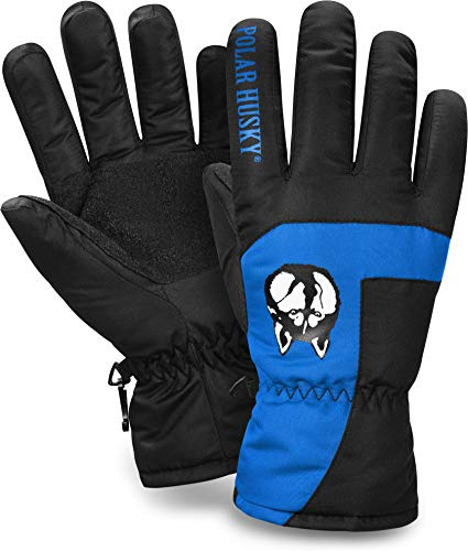 Polar Husky Skihandschuhe Winter Sporthandschuhe Thermohandschuhe für Damen und Herren mit Thinsulate gefüttert - Wasserdicht - Winddicht - Atmungsaktiv Farbe Blau Größe XXL