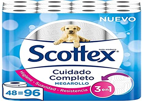 Scottex Papel Higiénico Megarollo (Doble rollo) 48 rollos equivalen a 96 rollos regulares
