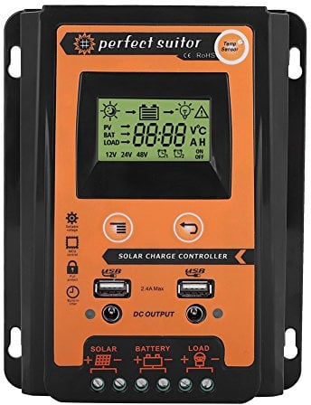 KIMISS Premium 12V/24V 30A50A MPPT Solar Controller Solar Panel Battery Regulator Dual USB LCD Display (30A)