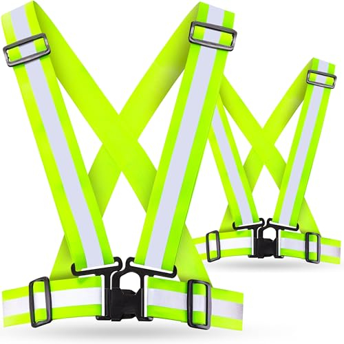 AVANA Reflektorweste Reflektierende Sicherheitsweste Einstellbar Warnweste Leicht Hohe Sichtbarkeit Joggen Fahrrad Laufen Motorrad für Erwachsene & Jugendliche 2er-Set