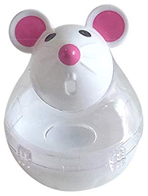 Verlike Cat Treat Toy Feeder Toy Snack Balls Food Dispenser for Treat Mouse Shape Training Toy Beige