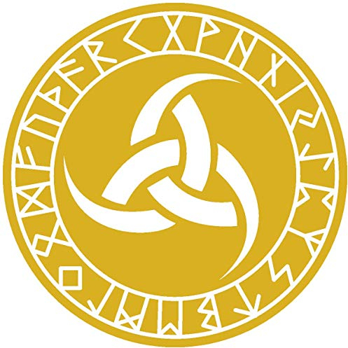 Samunshi® Wandtattoo Odins drei Hörner mit Runen D Wotansknoten Wandaufkleber Wandsticker Aufkleber 90 x 90cm goldmetalleffekt