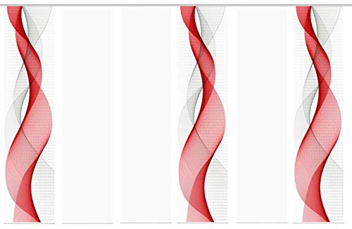 Home Fashion 6er-Set Schiebegardinen OPALIA, 6 x 245 x 60 cm, inkl. Zubehör, Farbe:rot
