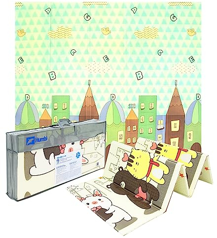 Humbi Thick 2-in-1 Lernmatte aus XPE-Schaum 200x180 (Tiere/Häuser)