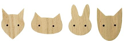 PLT Heimische Tiere Wandhaken aus unbehandeltem Eichenholz (Hund Katze Hase Fuchs) Garderobe Eingangsbereich Kleiderhaken Kinderzimmer Flur Baby Geschenk