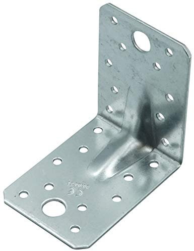 SC-Normteile | Winkelverbinder mit Sicke - 90 x 90 x 65 mm - 50 Stück - Feuerverzinkt - Lochwinkel Rippe Steg - Made in Germany