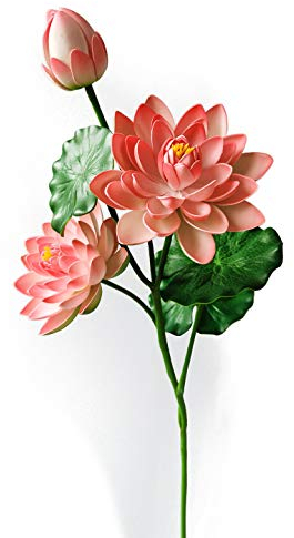 Suandsu Künstliche Lotusblumen, Seerose, langer Stiel, für Zuhause, Garten, Teich, Aquarium, Hochzeit, Dekoration, 104 cm hoch, Rosa