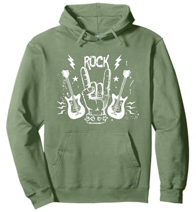 Rock Star Divertente Rock N Roll Corna a Mano Felpa con Cappuccio