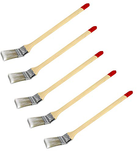 5x Heizkörperpinsel Breite 50 mm (Länge 50cm, Winkelpinsel Lackierpinsel mit Chinaborsten, Lackpinsel, Eckenpinsel, Holzgriff)