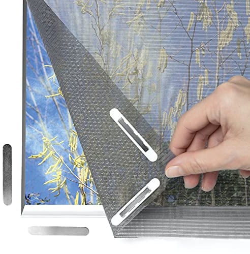 Hoberg Fenster-Pollenschutz mit innovativer Magnetbefestigung | Fliegennetz bis zu 150 x 130 cm individuell zuschneidbar, kein Bohren und Schrauben | Moskitonetz anbringen mit 16 Magneten [anthrazit]