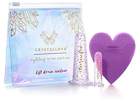 CRYSTALLOVE Coppette Massaggio Silicone - 2 pezzi con set di spazzole per la pulizia del viso - massaggio facciale - anti-invecchiamento del viso - Massaggiatore a vuoto per il viso