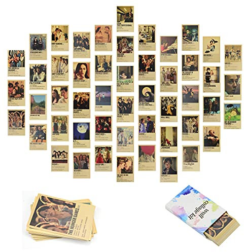 50Pcs Movie Poster Wall Collage Kit,Vintage Picture Room Decor Art Posters 4x6 inch for Teens and Young Adults (Movies), Bedroom
