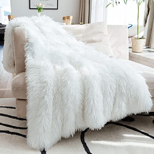 JONIYEAR Luxuriöse, dekorative Flauschige Kunstfell-Überwurfdecke, 127 x 152,4 cm, weiche, Flauschige pelzige Decke für Schlafzimmer, Wohnzimmer, gemütliche zottelige Plüschdecken für Couch und Sofa,