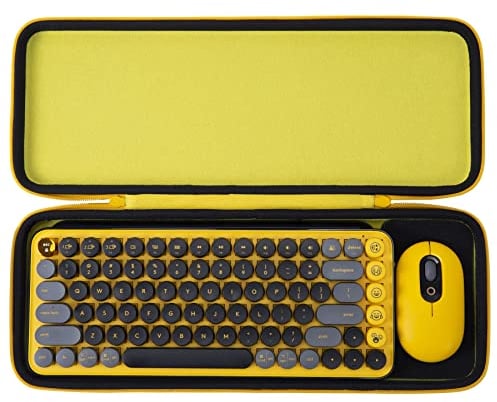 Aenllosi Hart Tragen Tasche Hülle für Logitech POP ICON Combo/Pop Keys Mechanische kabellose Tastatur und Maus, Nur Tasche (Gelb)