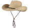 GEMVIE Men and Women Summer Cowboy Hat Crushable Western Straw Cowgirl Hat with Windproof Rope Straw Sun Hats Coffee