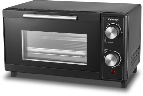 INFINITON HSM-71N91 - Horno sobremesa portátil, Negro, 9 litros, Temporizador, Doble acristalamiento, Termostato ajustable hasta 230º