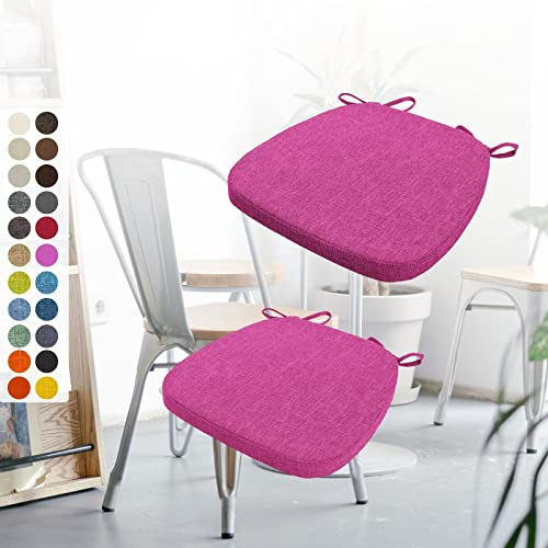 Aselbia 2er Set Stuhlkissen 43x42x3cm mit Bändern,Waschbare Sitzkissen rutschfest,Stuhlauflage Stuhlpolster Sitzkissen,Abnembar Bezug Mit Reißverschluss,Ideal für Zuhause Büro Küche Esszimmer,Rosarot