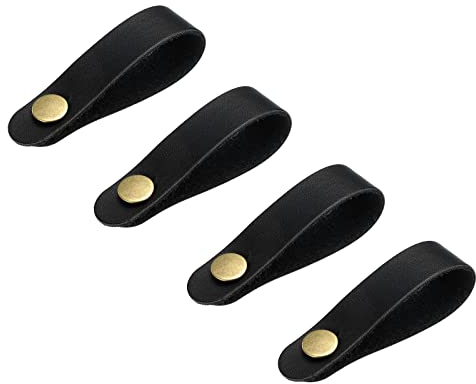 sourcing map Paket von 4 Kopfplatte Riemen Leder Gitarrenhal Adapter für Gitarre Schwarz
