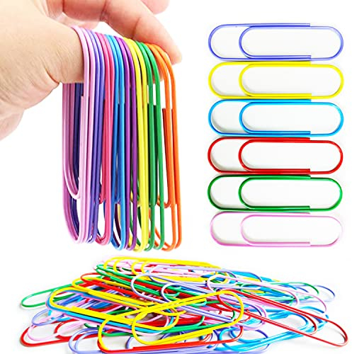 100mm Büroklammern Pastell,48 Stück Jumbo Büroklammern Bunt Büroklammern,Büroklammern Metall,Farbige Büroklammern,Büroklammern Bunt,Paper Clips(10cm)