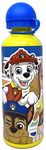 CARTOON Trinkflasche aus Aluminium für Kinder, Paw Patrol BPA Free, Flasche mit Schnuller, Auslauf, Fassungsvermögen 500 ml, blau