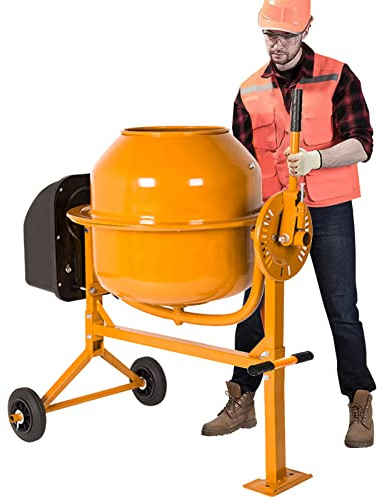 Fujampe - 4.2 Cubic Feet Portable Electric Cement Mixer, Electric Concrete Cement Mixer 120 Liters, Mud Mixer for Stucco Mortar 1/2 Hp, 36 RPM (Alloy Steel)
