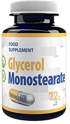 Glicerolo monostearato (GMS) 500mg 120 capsule vegane, Testato in Laboratorio, Alta forza intergratore