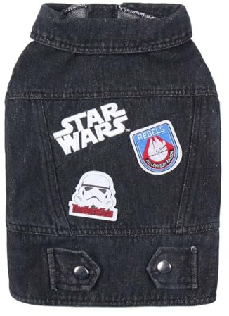 Star Wars Jeansjacke für Hunde, Größe XXS, hergestellt aus Baumwolle und Polyester, geeignet für Erwachsene Hunde, mit Stormtrooper Patchwork, Originalprodukt entworfen in Spanien