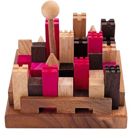 Engelhart – 350150- Die Festung Holz-Denkspiel Schwierigkeitsgrad schwer – 11 Teile – 13 Kombinationen – ab 10 Jahren – umweltfreundlich