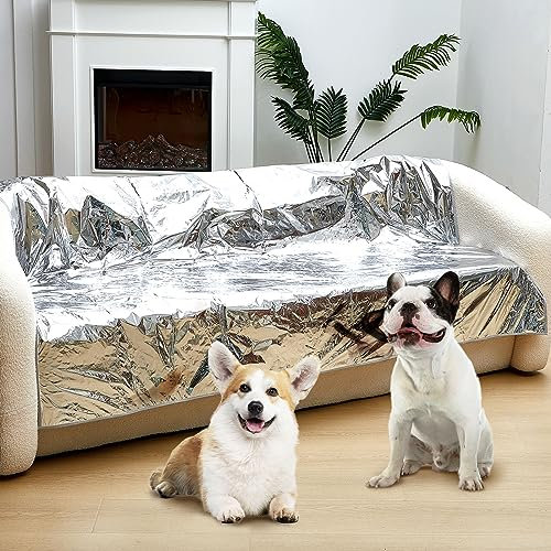 Kigley 2 Pcs Pet Deterrent Mat for Couch Keep Dogs Off Bed Cat Repellent Mat Pain Free Couch Covers for Cats Dogs Keep Pets Off Furniture Bed Indoor(Cream)