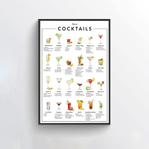 Cocktails Recipe Drink Bar,12 * 8 Inches Vintage Funny Poster Wall Decor Art Gift Retro Picture Metal Sign