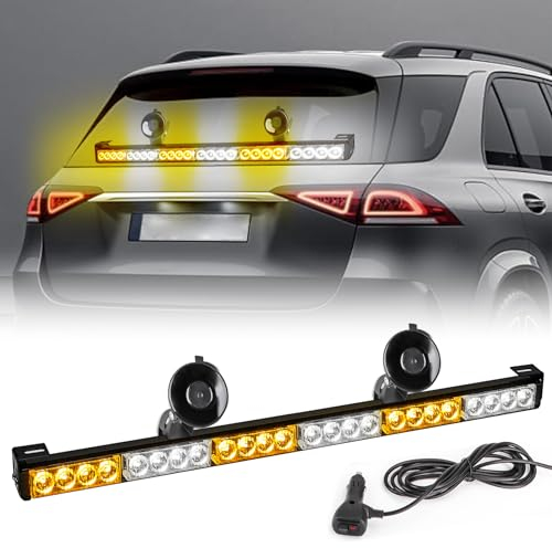 ROUTEKING 27 Zoll LED Notfall-Stroboskoplicht 24LED, 12V Warnblinker für LKW, Verkehrsführung, Sicherheits-Lichtleiste für Windschutzscheibe (Orange/Weiß)