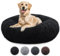 bluzelle Hundebett Große Hunde, 120cm Hundekissen Rund Donut Kissen Hundekorb Flauschig Plüsch, Ergonomisch Bezug Waschbar rutschfest Weich Kuschelig Kunstfell, Farbe:Schwarz