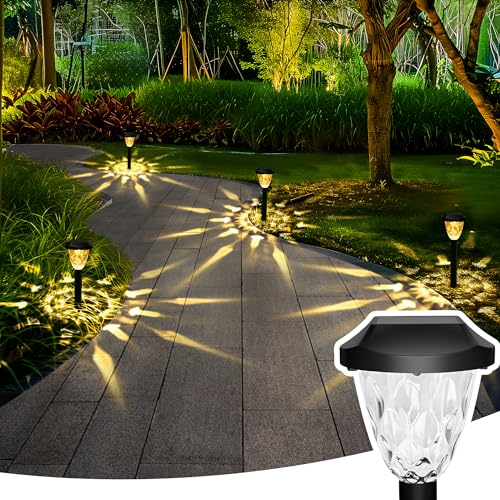 GIGALUMI 10 Stück Solarleuchten für Außen, helle Solarsolar Gartenleuchten mit großem Muster, wasserdicht Auto On/Off Solarleuchten für Außen Garten Gehweg Auffahrt Rasen Weg(Warmweiß)