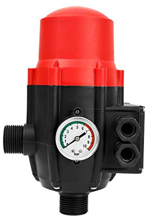 Ikodm Druckschalter für Pumpensteuerung, Druckwächter 10bar, Durchflusswächter, automatisches Ein- und Ausschalten, für Gartenbewässerung, Hauswasserwerk, Rot