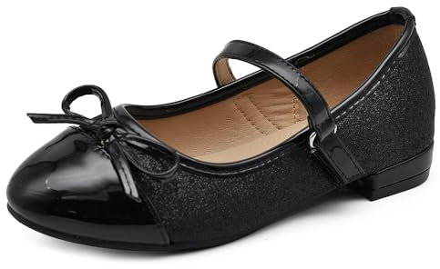 IF Scarpe Ballerine da Bambina Ragazza Fiocco Glitter Cerimonia Gioiello Comunione W7050 Nero N.27