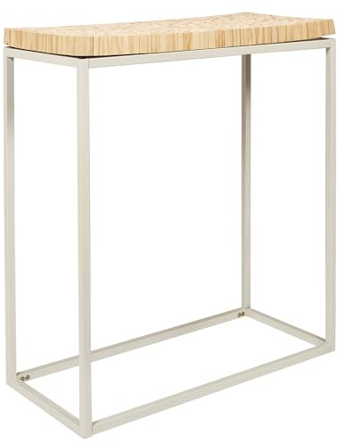 HOME DECO FACTORY Home Deco FACTORY-HD5207-Console Rondin-Entrée, Salon Konsole rund – Eingang, Wohnzimmer, Holz, Natürliches Weiß, 75x84.8x35