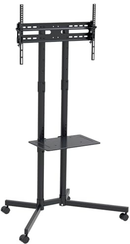 Maclean Mobiler TV-Ständer auf Rollen | Für 32–70 Zoll Fernseher bis 40 kg | Höhenverstellbar | VESA 600x400 | Ablage | Universal TV Standfuß | MC-951