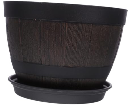 Kisangel 1satz Kleinen Blumentöpfen Aus Kunststoff Mit Holzmaserung Blumentopf Mit Untertasse Für Garten Und Innenräume Für Sukkulenten Und Pflanzenpflege