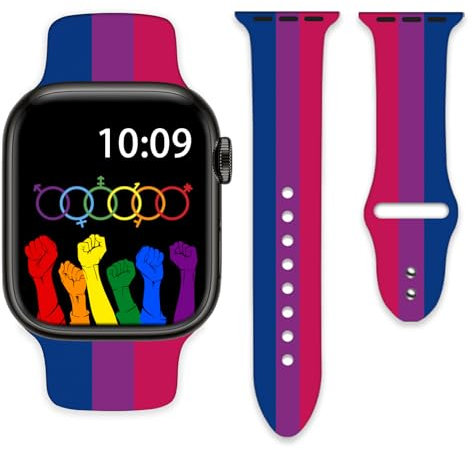 Correa de reloj con bandera de orgullo bisexual compatible con Apple Watch de 42 mm, 44 mm, 45 mm, 49 mm, para niñas, mujeres y hombres, correa de silicona de repuesto para iWatch Series SE 8, 7, 6,