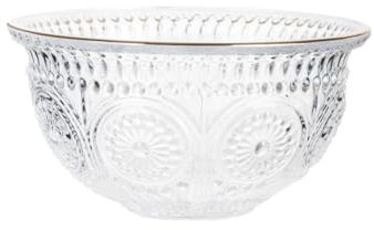 HOMLA Barrel Glasschale Gemustert mit Goldrand 13x6 cm