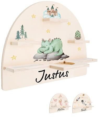 Bärenfreunde® - Personalisiertes Tonie Regal für Kinderzimmer - Magnetisches Toniebox Regal für Toniebox & Figuren mit abgerundeten Ecken & Kanten (Drache)