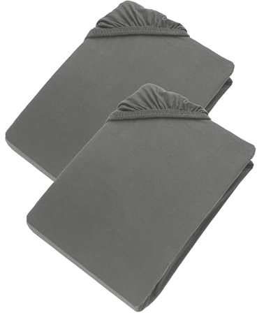 Esprit - Spannbettlaken Spar Set 150 x 200 cm - 2er Set - Anthrazit - für bis zu 30cm Matratzenhöhe - supergekämmter Baumwolle mit ÖkoTex Made in Green Siegel