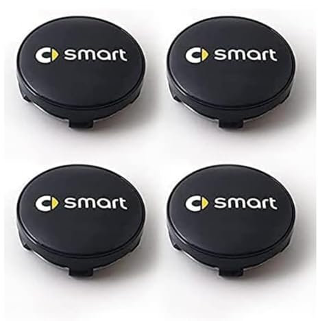 VAEVEN 4 Stück Nabendeckel für Smart 450 451 453 Fortwo Forfour 60mm, Auto Nabenkappen, Langlebig Stabil Nabenabdeckung, Radnabenkappen Felgenschutzhülle Auto Zubehör,A Black