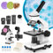 Mikroskop für Erwachsene und Kinder - 40X-2000X Monokular Mikroskope mit Diashow Set, Dual LED Licht, Telefonadapter, Professionelle biologische optische Mikroskope für Studenten,