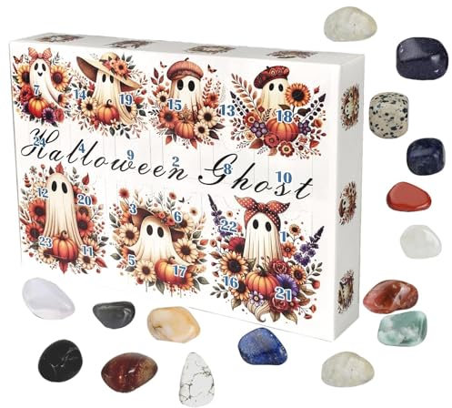 LearnLyrics Edelstein-Adventskalender, Rock-Adventskalender | 24 Tage Halloween Countdown-Kalender 2024 | Count Down to Halloween, Rock Collection Naturkristall-Edelstein-Set für Kinder, Mädchen,