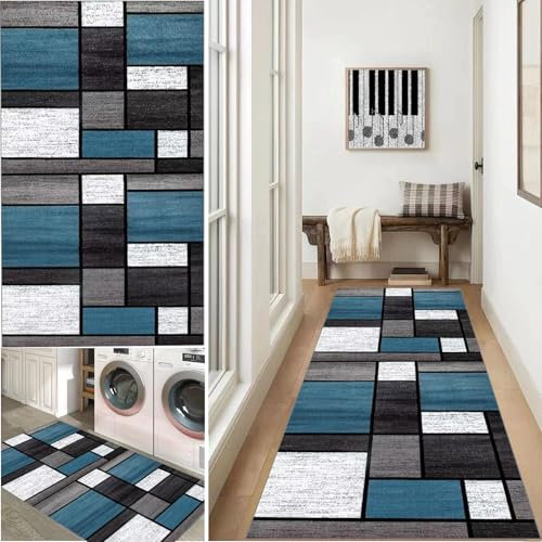 KQIEJUY Alfombra Estrecha Pasillo Larga Corredor Antideslizante Cocina Absorbente Lavable Entrada Interior para Hall Lavanderia Gris, Azul, Rojo, Negro 40 x 300 cm