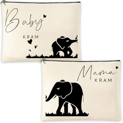 2 Pcs Geschenke für Werdende Mutter zur Geburt Mädchen Junge, Baby Taschen für Mama, Babyparty Mommy Bag Kosmetiktasche (A)