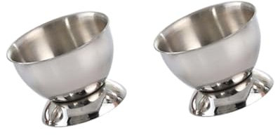 Amosfun 2pcs Egg Cup Ramekins Filler Dippy Egg Holder Egg Poacher Cups Boiled Egg Bowl Refrigerator Egg Holder Egg Holder for Refrigerator Breakfast Egg Holder Egg Display Tray Silver Eggs