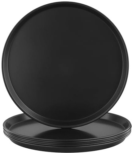 HONYUET 6 PCS Large 12 Inch Non Stick Pizza Pan Oven, 30cm Black Carbon Steel Pizza Tray for Baking, Oven