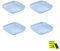 4 Piezas Plato cuadrado de plástico,Platos irrompibles aptos para postres tartas frutas ensaladas pastas,Platos plastico duro reutilizables,Apto para microondas y lavavajillas (Azul claro, 22cm)